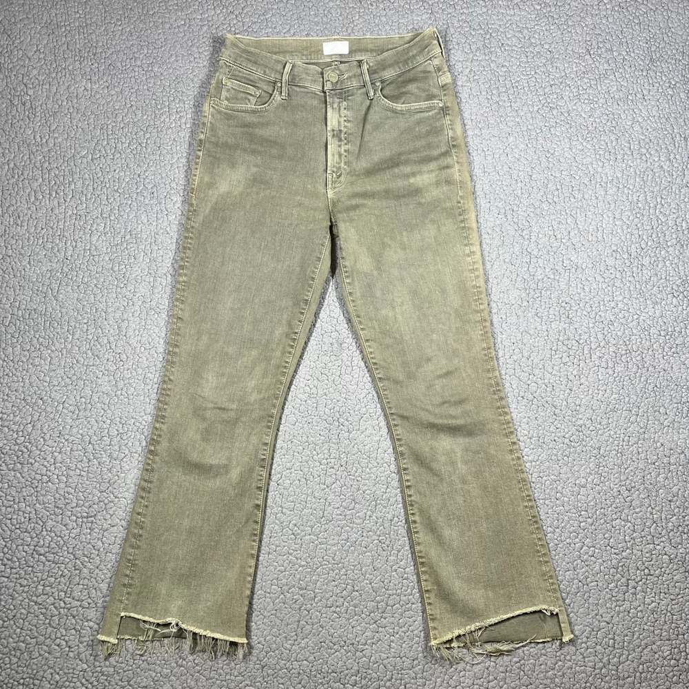 Mother The Insider Crop Step Fray Jeans Faded Army Green 1157-382 Size 27